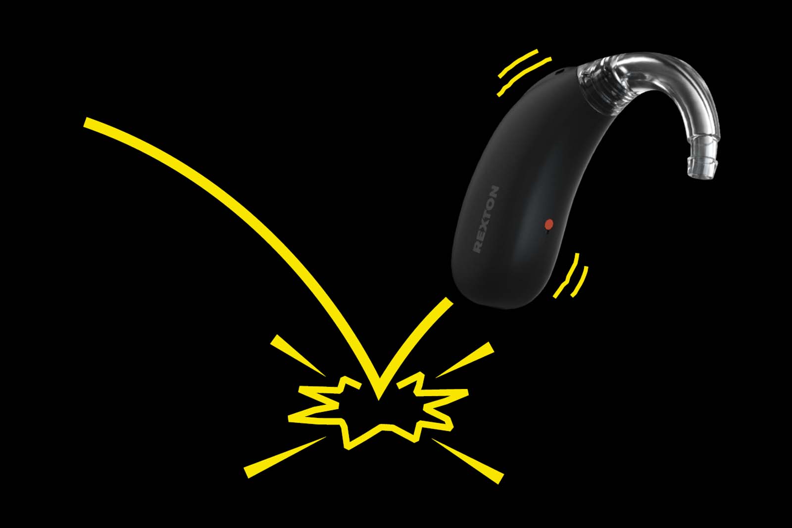 Rexton BiCore Rugged hearing aid is drop proof