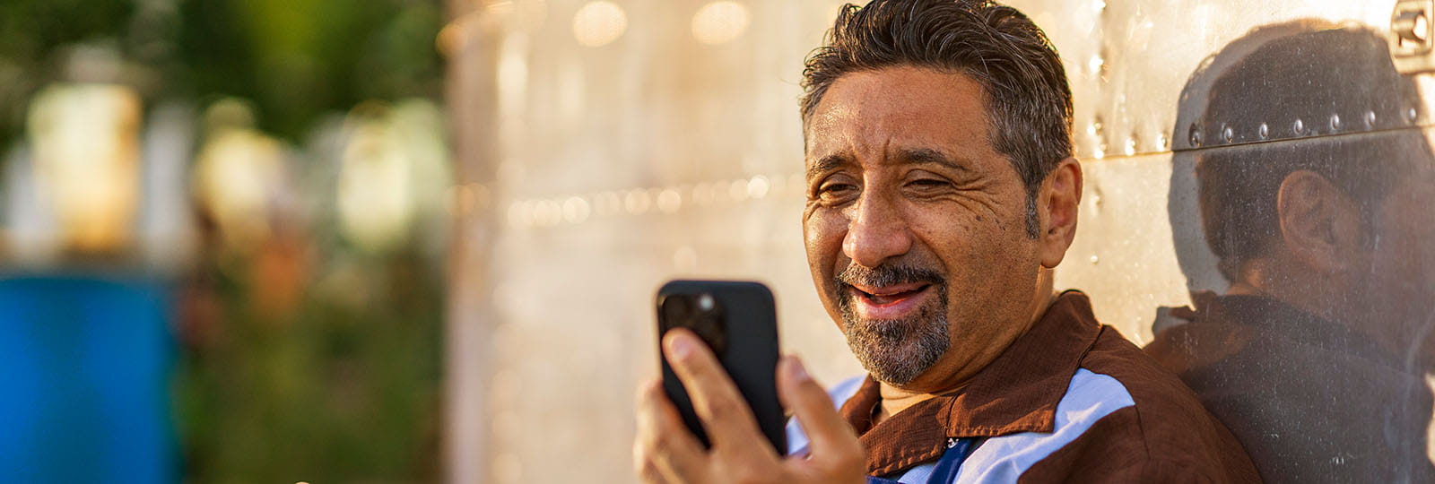 Man doing video chat on smartphone