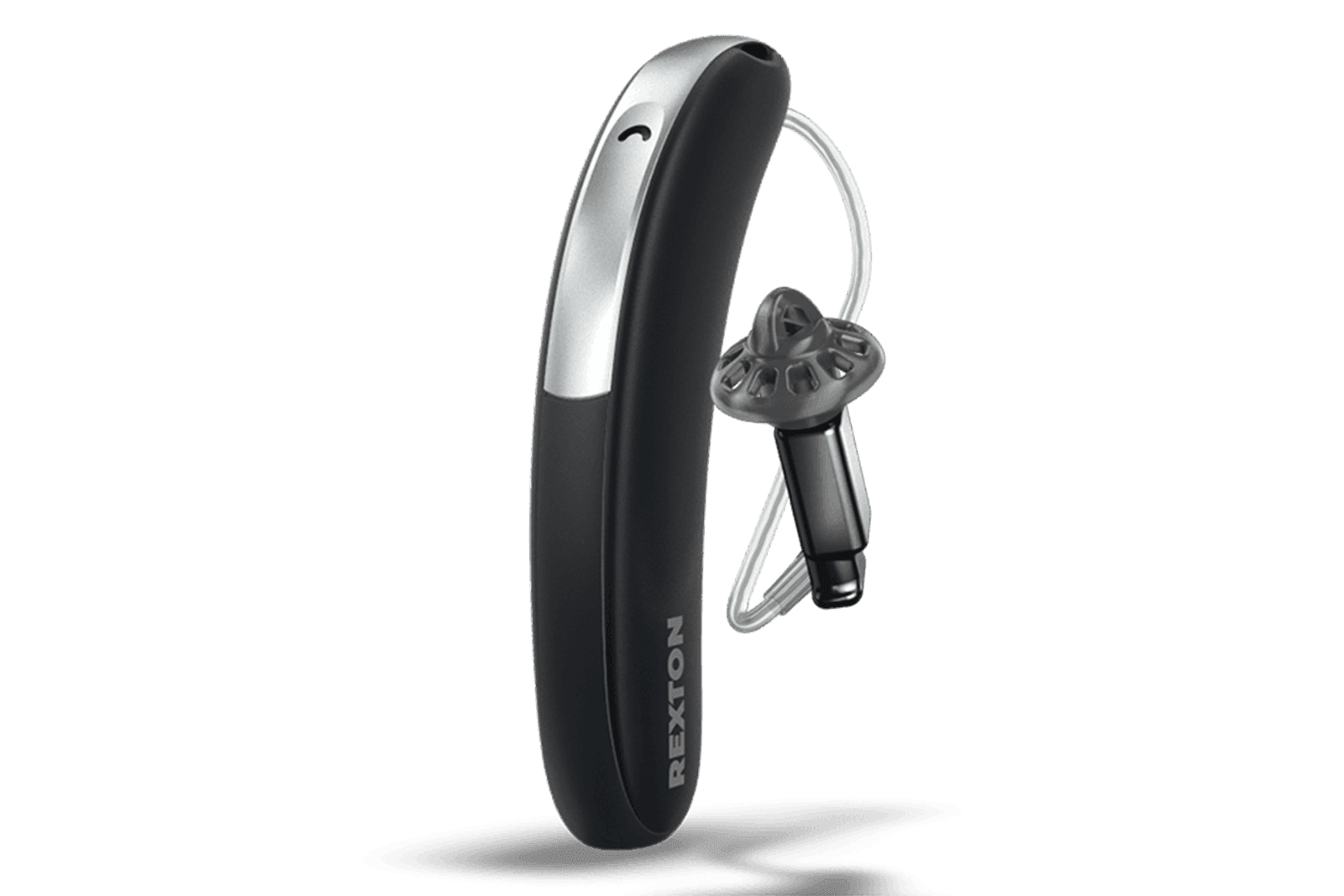 BiCore Slim RIC hearing aid in black-silver
