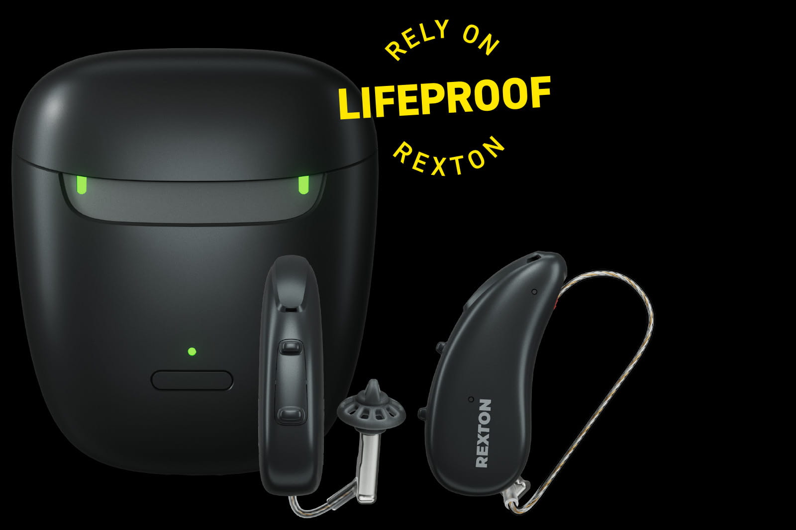Rexton Reach R-Li rechargeable RIC hearing aids with charger