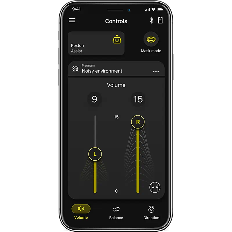 Rexton app - screenshot of volume control