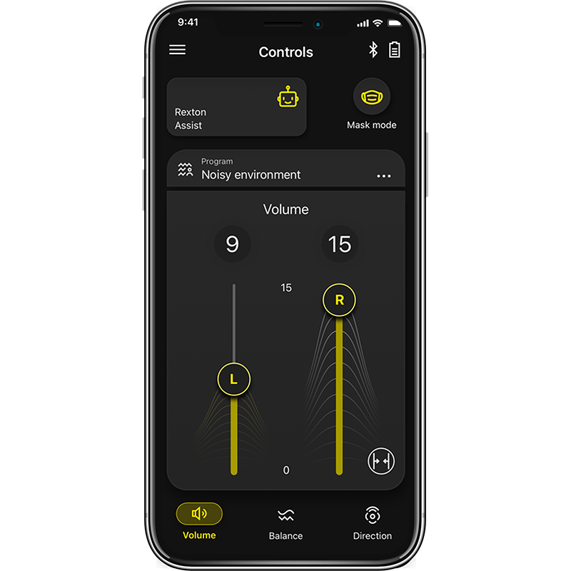 Rexton app - screenshot of volume control