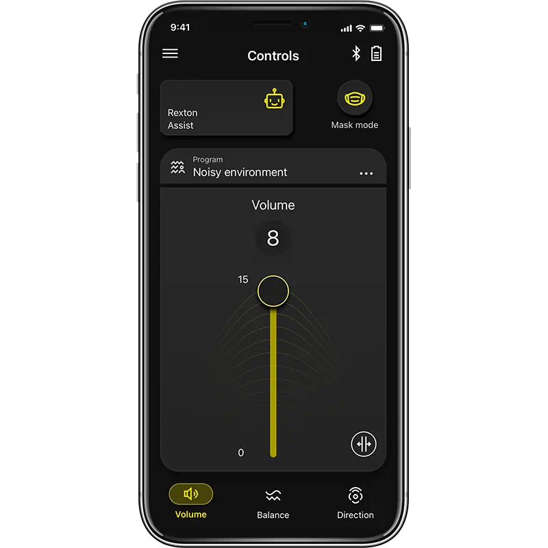 Rexton app - screenshot of volume settings